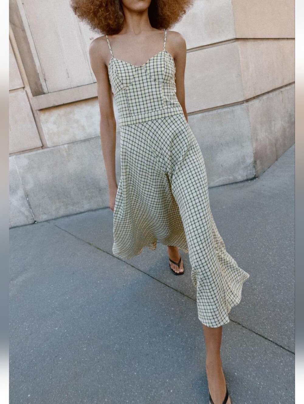NWT Zara Plaid Strappy Midi Dress